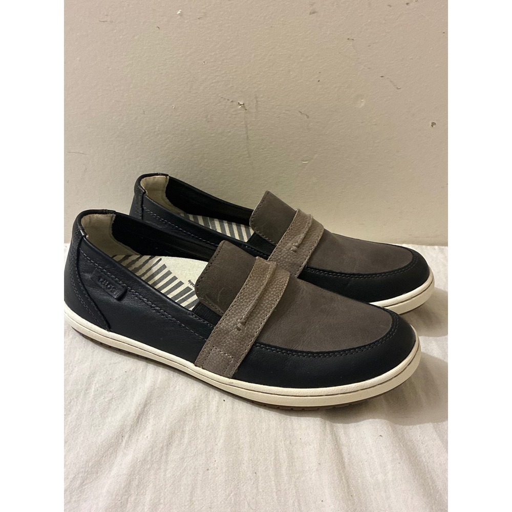 Taos Upward Womens 7 Leather Penny Loafers Black Grey Comfort Shoes UPW-13999